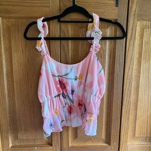 Leith floral ruffle cami tank top - never worn